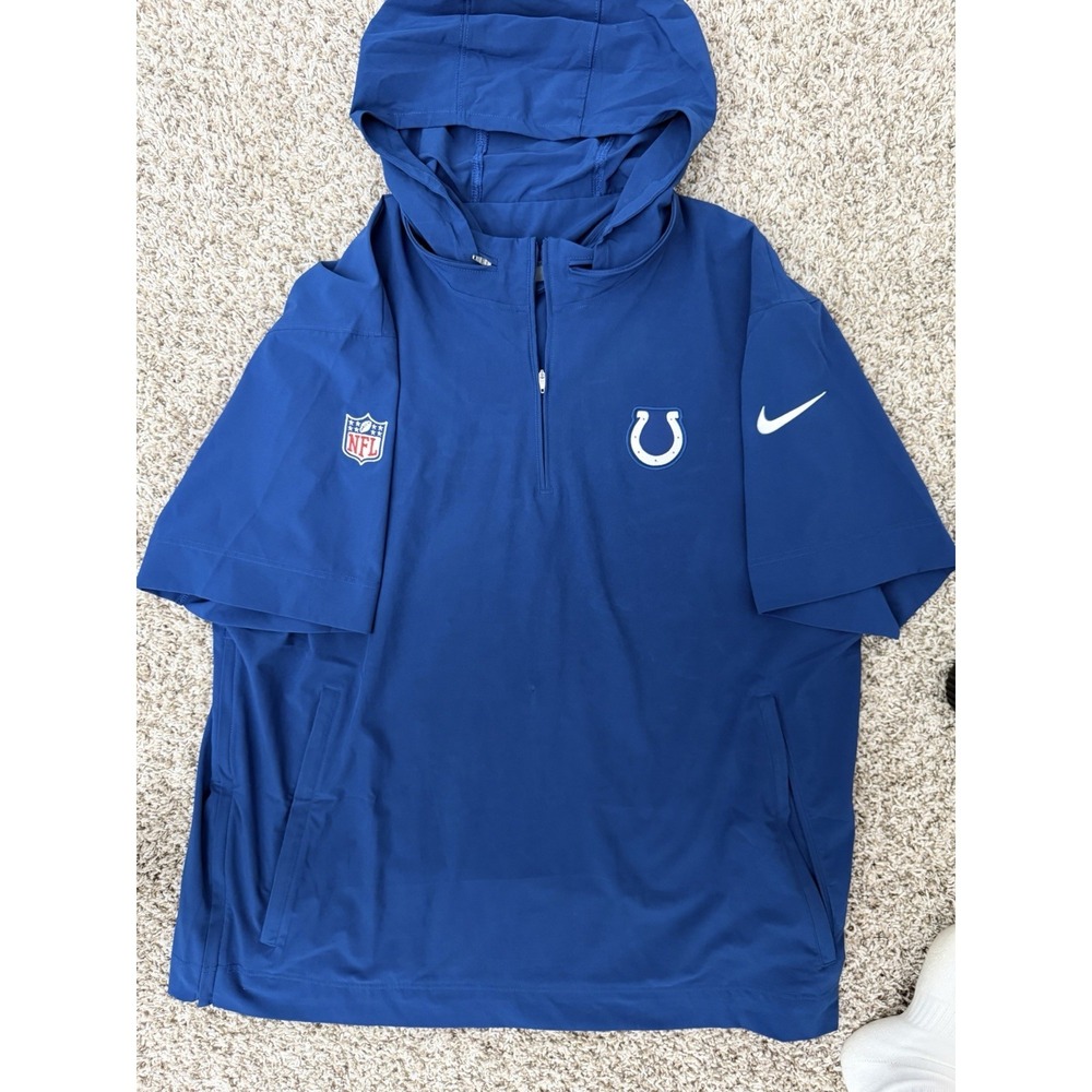 Nike Indianapolis Colts Team Issued On-Field Short Sleeve Warm Up Hoodie 2XL